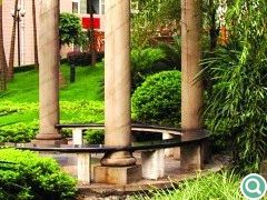 现代罗马风格景亭与中式植物群落的交融别有情趣